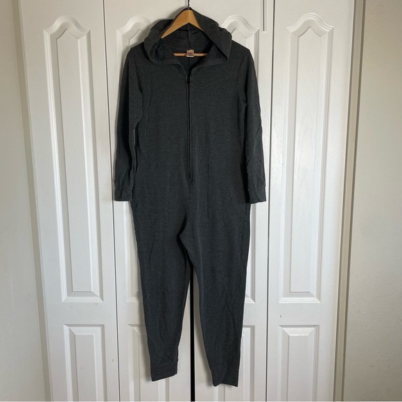 Smash + Tess Pants - Smash + Tess Long Sleeve Hooded Jumpsuit Women’s M Charcoal Gray Zip Super Soft